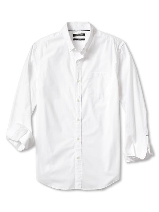 Banana Republic Mens Camden Fit Star Print Custom 078 Wash Shirt Size L Tall - White