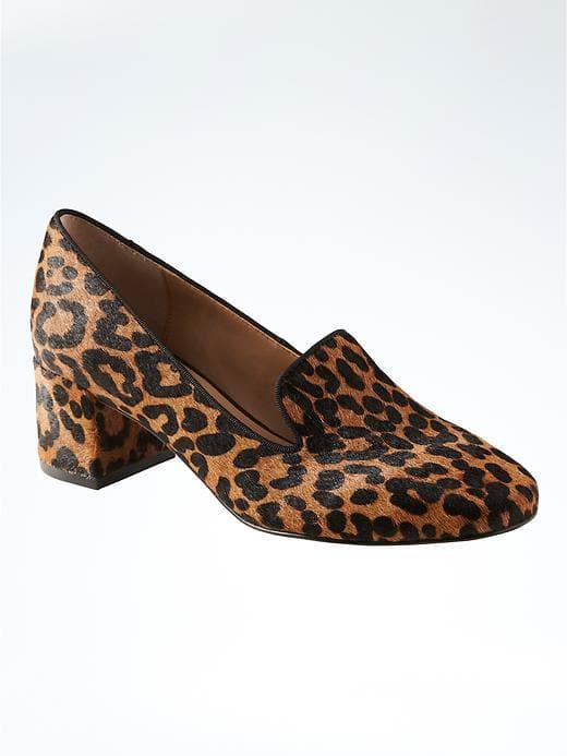 Banana Republic Mid Heel Smoking Slipper - Cheetah Print Haircalf