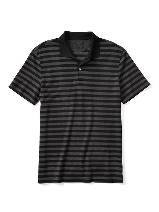 Banana Republic Mens Luxe Touch Stripe Polo - Black