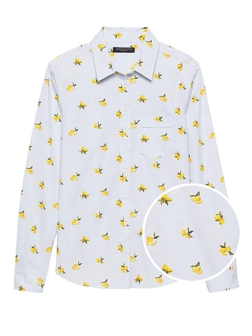 Banana Republic Petite Quinn Straight-fit Lemon Print Shirt