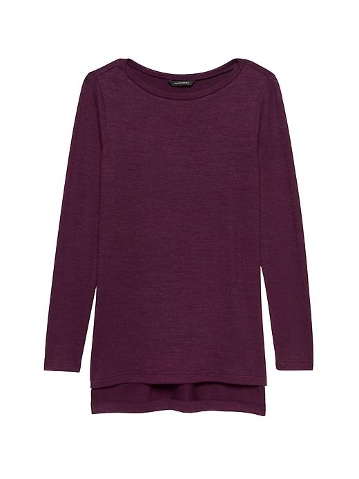 Banana Republic Womens Luxespun Step-hem Tunic T-shirt Sour Cherry Red Size Xs