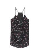 Banana Republic Womens Petite Sarah Floral Washable Silk Camisole Black Floral Size Xs