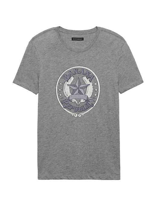 Banana Republic Mens Soft-wash Logo Crew-neck T-shirt Heather Gray Size L