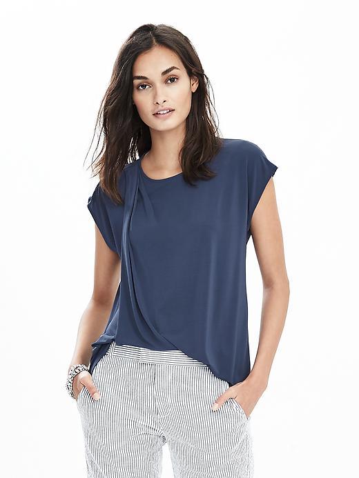 Banana Republic Drape Shoulder Top Size L - Blue Jay