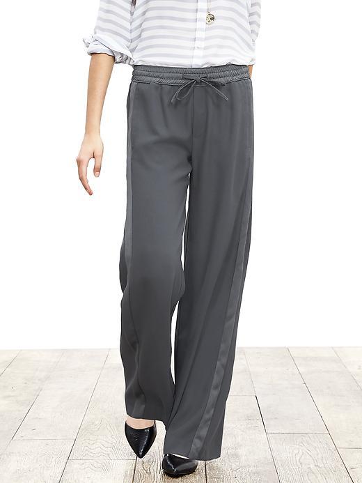 Banana Republic Womens Piped Wide Leg Soft Pant Size 0 Regular - Urban Gray