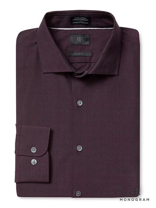 Banana Republic Mens Monogram Grant Fit Dobby Solid Shirt Size L Tall - Burgundy