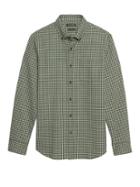 Banana Republic Mens Grant Slim-fit Luxe Flannel Grid Shirt Hemlock Green Size S