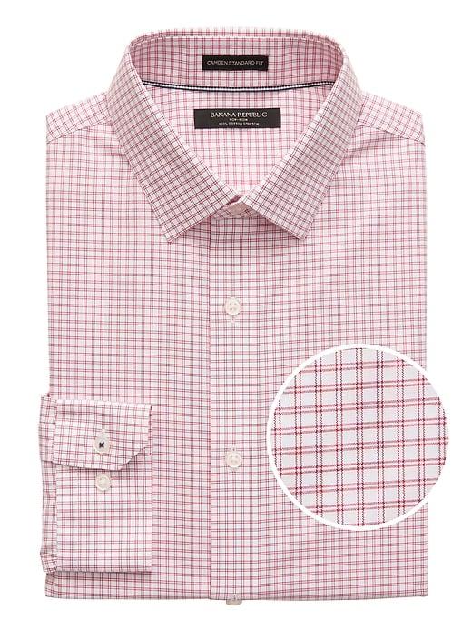 Banana Republic Mens Camden Standard-fit Non-iron Check Shirt Orange Lava Size M