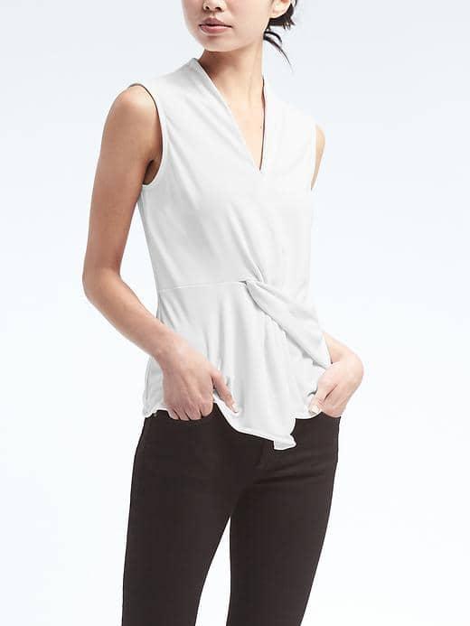 Banana Republic Twist Front Drapey Sleeveless Top - White