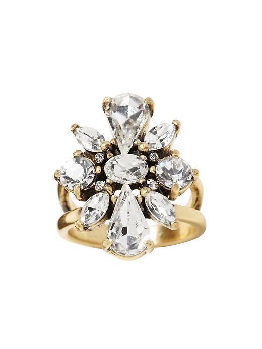 Banana Republic Womens Silver Seas Cocktail Ring Size 6 - Clear Crystal