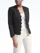 Banana Republic Ponte Scallop Laser Cut Blazer - Black