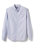 Banana Republic Mens Grant Fit Pocket Striped Oxford Shirt - Blue Violet