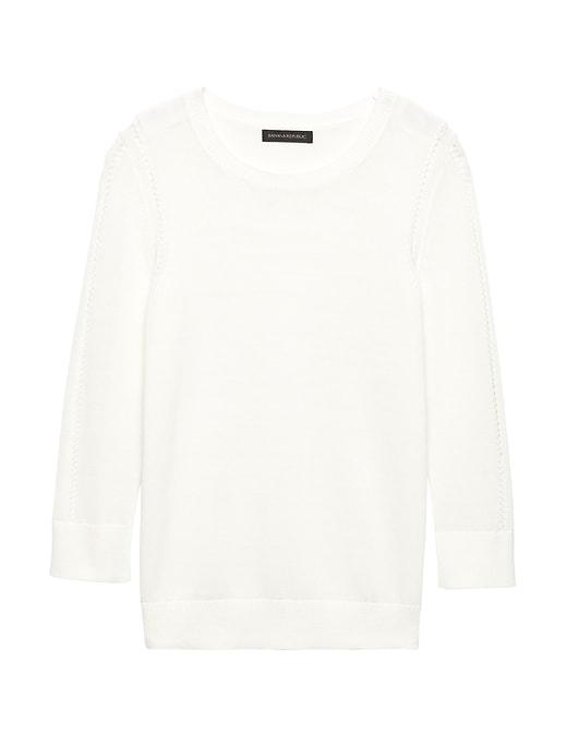 Banana Republic Womens Cotton Blend Pointelle Sweater Ivory Size Xxl