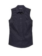 Banana Republic Womens Riley-fit Ruffle-front Sleeveless Shirt Navy Size 2