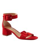 Banana Republic Womens Buckle Low Block-heel Sandal Ultra Red Size 6 1/2