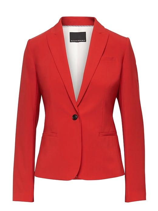 Banana Republic Womens Classic-fit Machine-washable Italian Wool Blend Blazer Hot Red Size 0