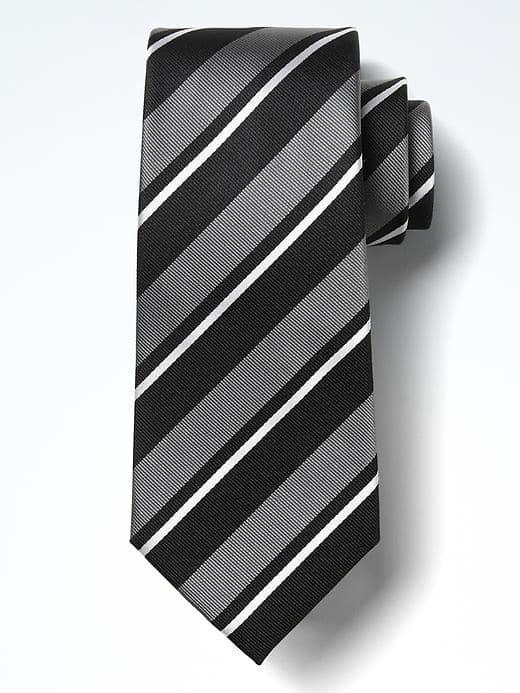 Banana Republic Mens Classic Stripe Silk Nanotex Tie - Black