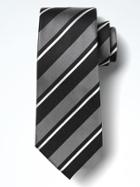 Banana Republic Mens Classic Stripe Silk Nanotex Tie - Black