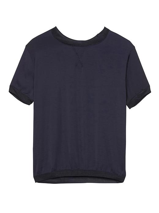 Banana Republic Womens Soft Jersey Mixed-media T-shirt Navy Size L