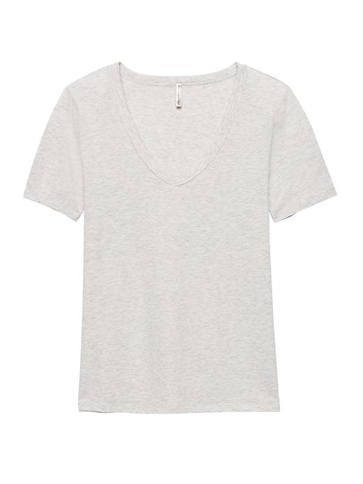 Banana Republic Womens Supima Cotton V-neck T-shirt Light Gray Heather Size L