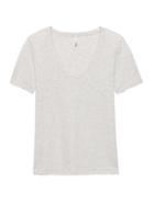 Banana Republic Womens Supima Cotton V-neck T-shirt Light Gray Heather Size L