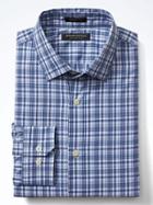 Banana Republic Mens Grant Fit Supima Cotton Small Plaid Shirt - Comet Blue