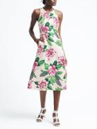 Banana Republic Womens Sleeveless Midi Dress - White Floral