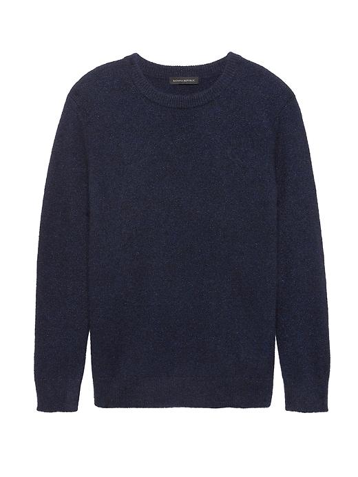 Banana Republic Womens Petite Chunky Metallic Crew-neck Sweater Navy Blue Size S