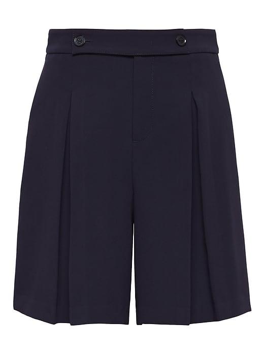 Banana Republic Womens Pleated Bi-stretch 7 Short Washed Navy Size 2