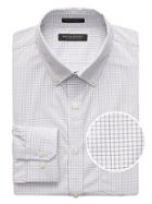 Banana Republic Mens New Slim-fit Tech-stretch Cotton Windowpane Shirt White Size Xl