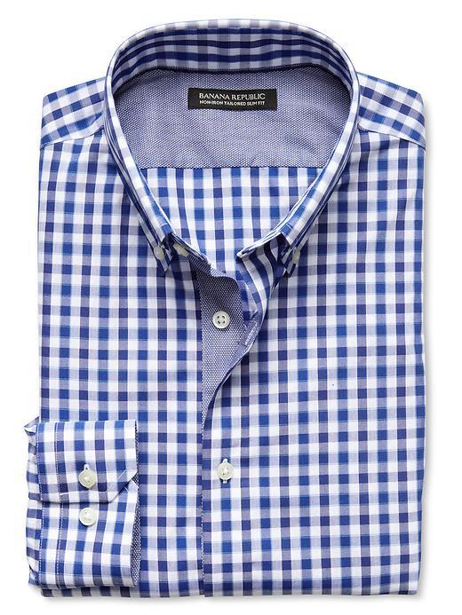 Banana Republic Tailored Slim Fit Non Iron Gingham Shirt
