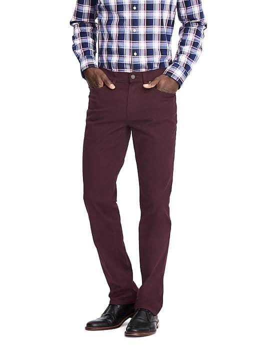 Banana Republic Mens Straight Stretch Chino Pant - Burgundy