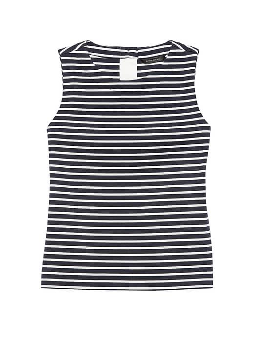 Banana Republic Womens Stripe Button-back Shell Blue Stripe Size S