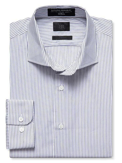 Banana Republic Mens Dobby Stripe Shirt Size L Tall - White