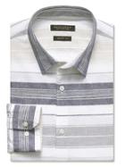 Banana Republic Mens Grant Fit Variegated Stripe Cotton Linen Shirt Size L Tall - White