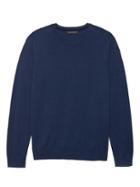 Banana Republic Mens Extra-fine Italian Merino Wool Crew-neck Sweater Blue Whale Size L