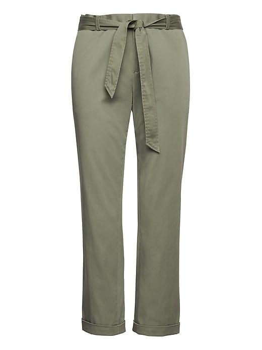 Banana Republic Womens Avery Straight-fit Sateen Pant With Tie Waist Flight Jacket Size 4