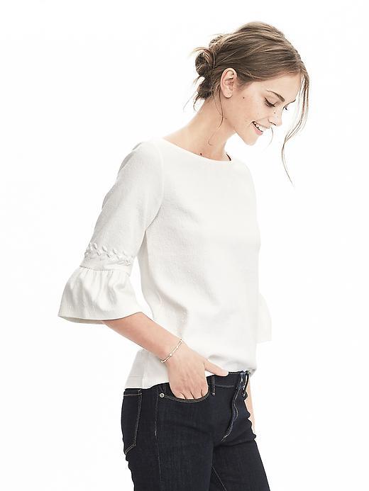 Banana Republic Womens Short Sleeve Embellished Fluted Tee Size L - Tipo