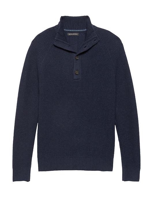 Banana Republic Mens Italian Merino Wool Blend Mock-neck Sweater Navy Blue Size Xs