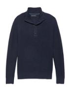 Banana Republic Mens Italian Merino Wool Blend Mock-neck Sweater Navy Blue Size Xs