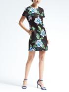 Banana Republic Womens Floral Short Sleeve Shift - Black Floral