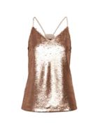 Banana Republic Womens Petite Sequin Strappy Camisole Rose Gold Size S