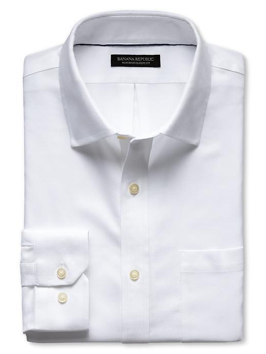 Banana Republic Classic Fit Non Iron Striped Shirt - White