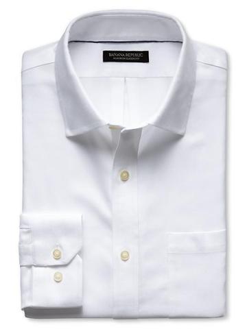 Banana Republic Classic Fit Non Iron Striped Shirt - White