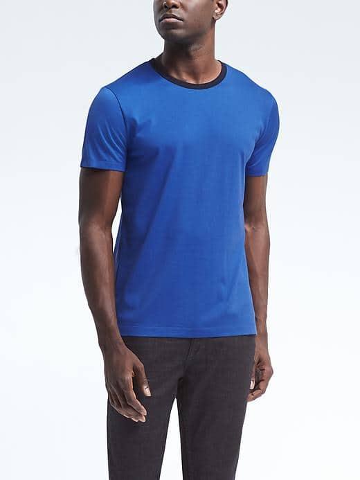 Banana Republic Mens Supima Ringer Tee - Blue
