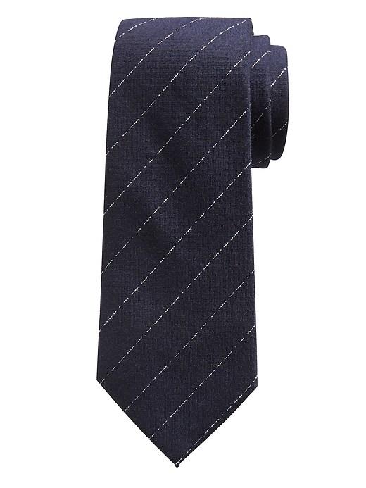 Banana Republic Mens Broken Pinstripe Wool-silk Nanotex Tie Navy Blue Size One Size