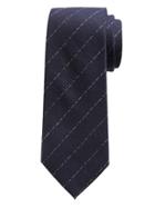 Banana Republic Mens Broken Pinstripe Wool-silk Nanotex Tie Navy Blue Size One Size