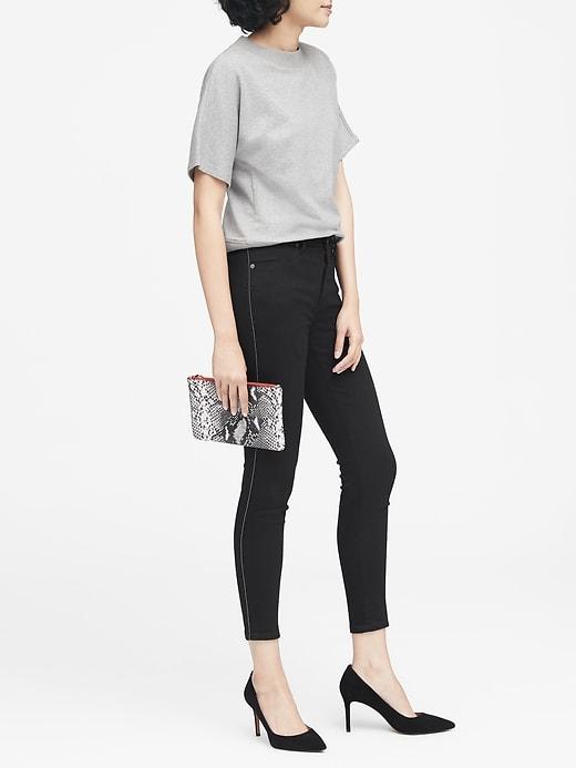 Banana Republic Womens Petite High-rise Legging-fit Luxe Sculpt Black Ankle Jean Black Size 24