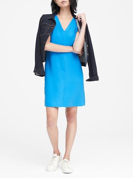 Banana Republic Womens Petite Pleated-shoulder Shift Sapphire Blue Size 0