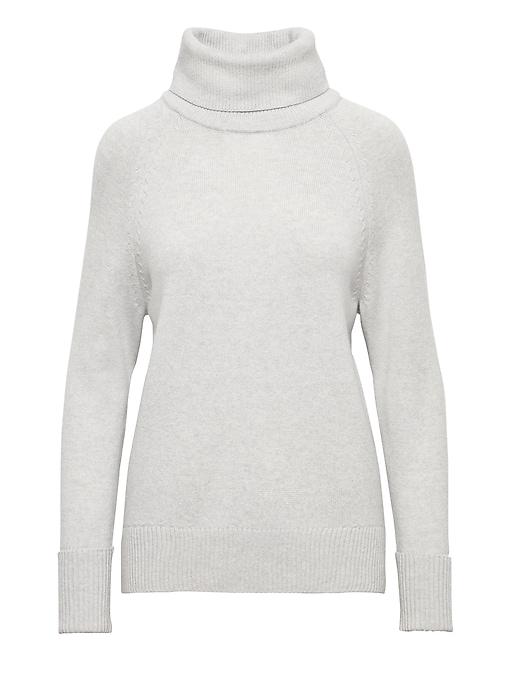 Banana Republic Womens Cashmere High-low Hem Turtleneck Sweater Gray Size Xs